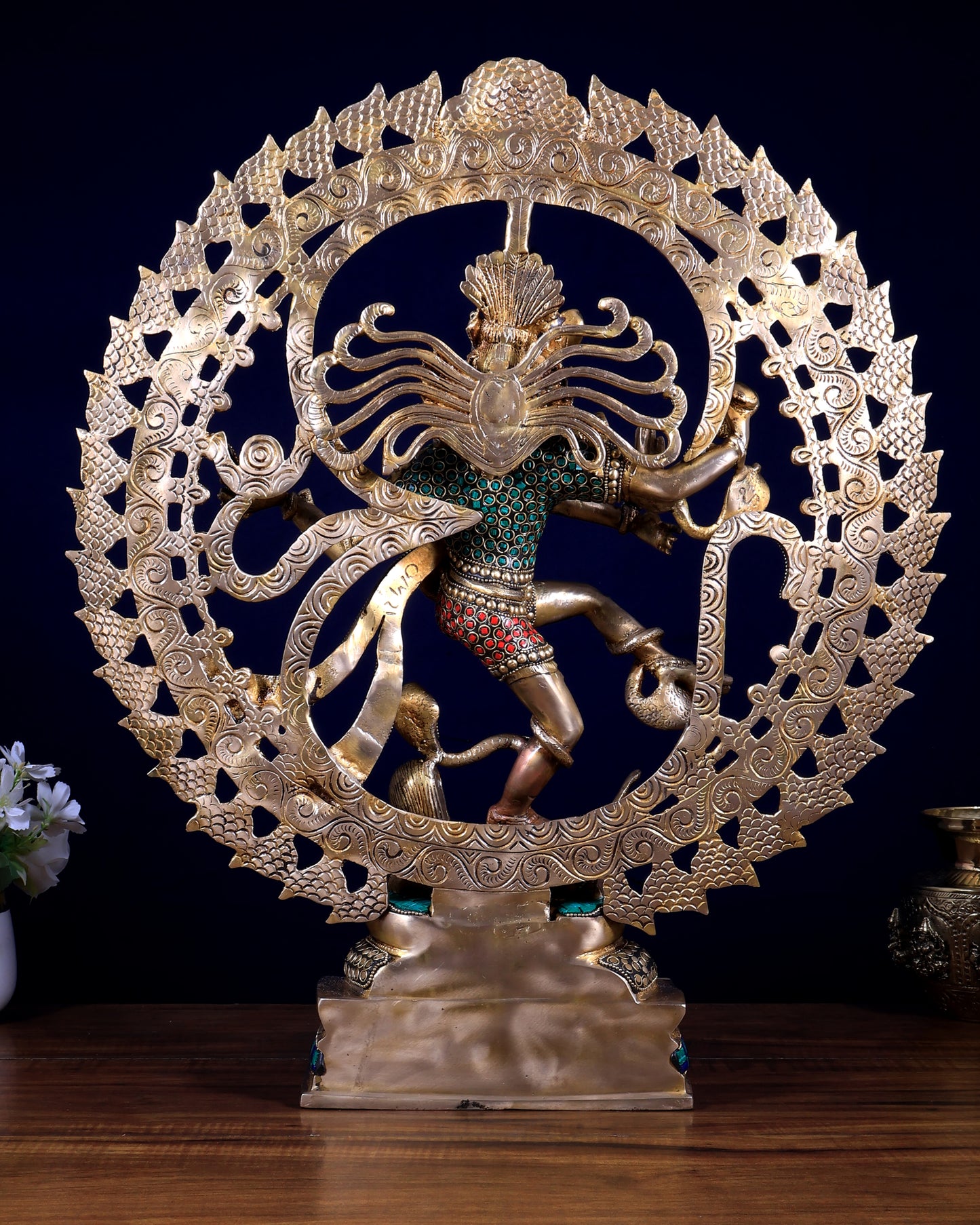 Brass Nataraja Statue with stonework 21 inch