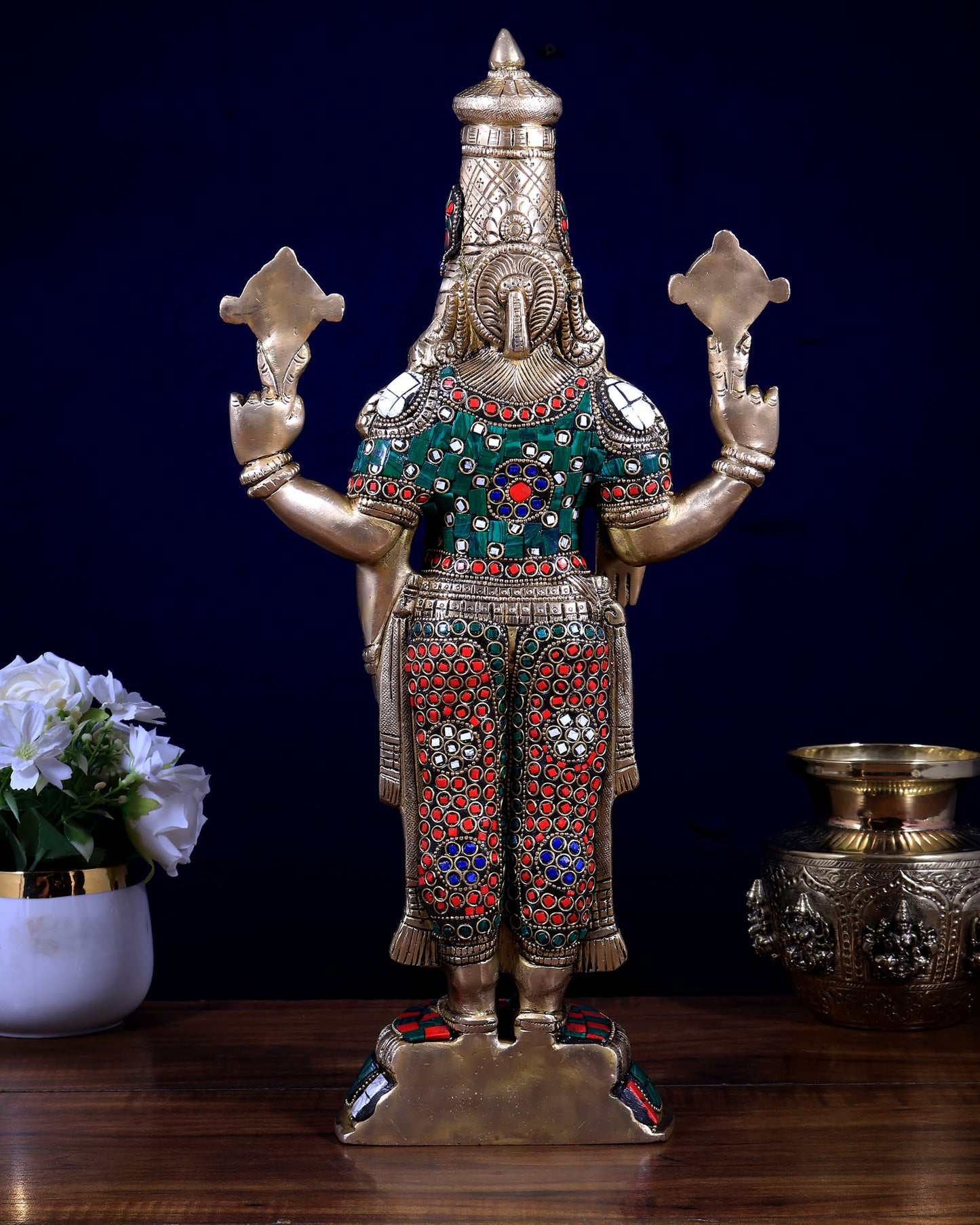 Brass Tirupati Balaji Lord Venkateshwara Swamy 18 inch multicolour statue