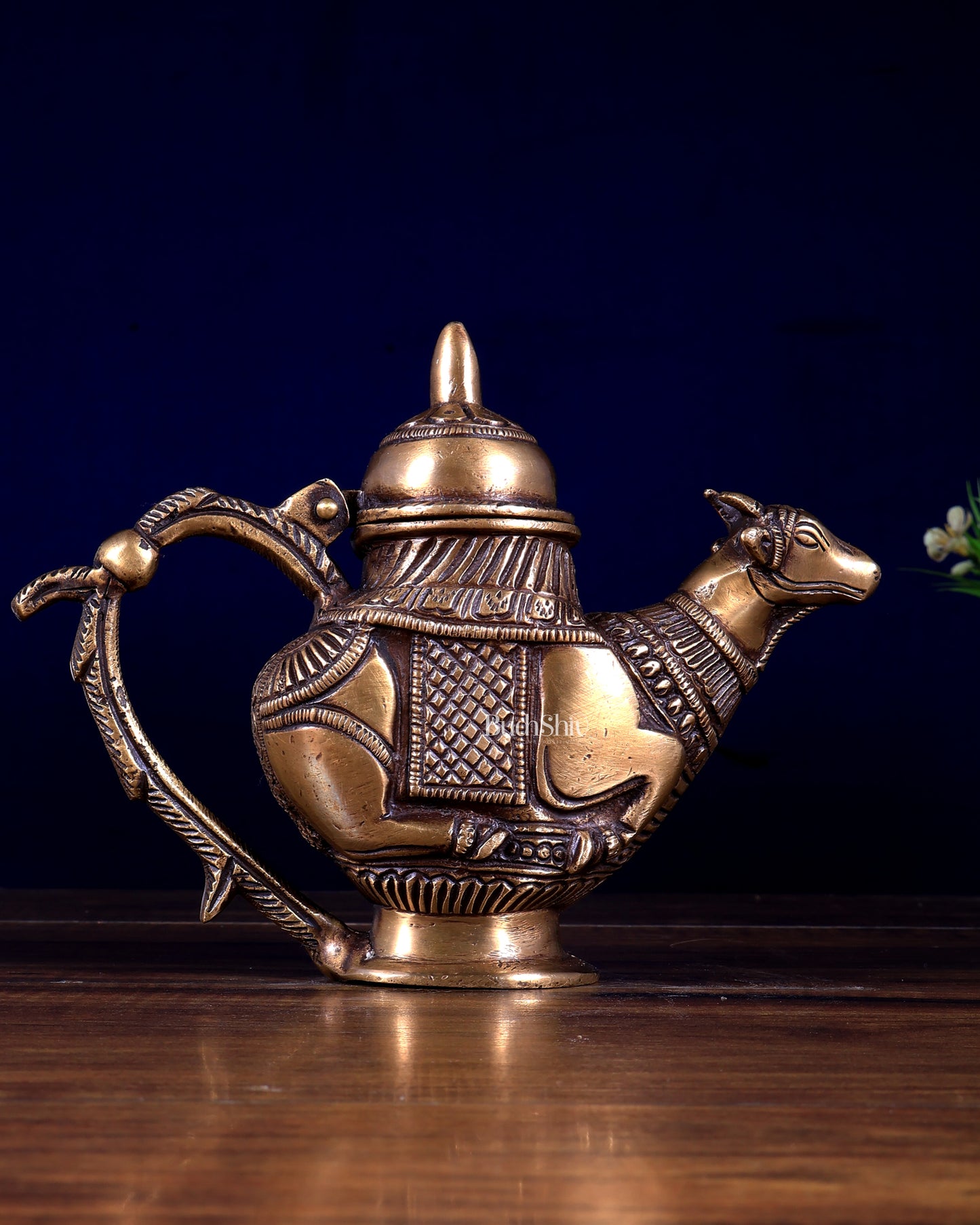 Brass Nandi Ganga Jali Kamandal | 15 cm Surai, 1.25 kg