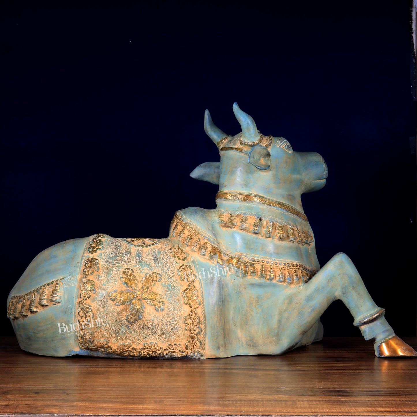 Brass Large Nandi statue green finish | 33"
