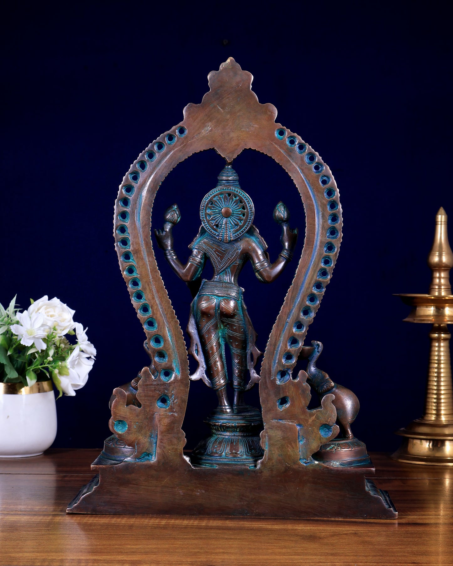 Pure Brass Standing Gaja Lakshmi Idol | 15” Height