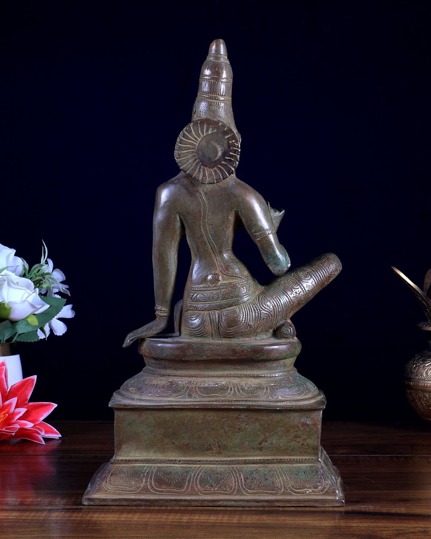 Vintage Brass Seated Uma Parvati Statue – Antique Finish 12.6"