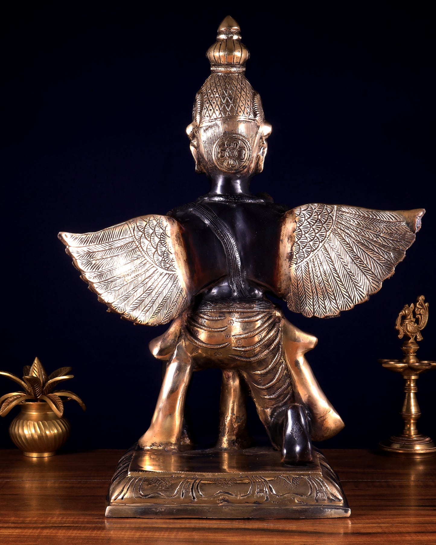 Pure Brass Large Garuda Statue – Black Finish