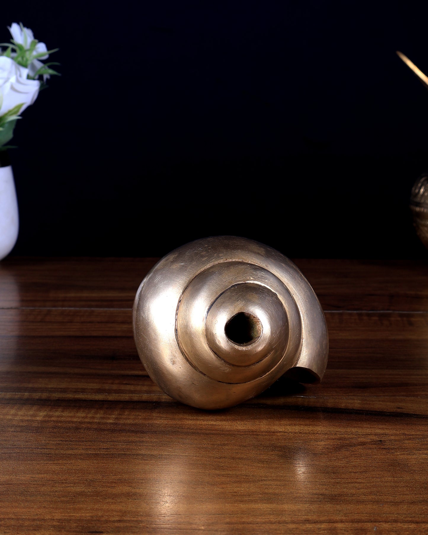 Pure Brass Blowing Shankh / Conch 8"