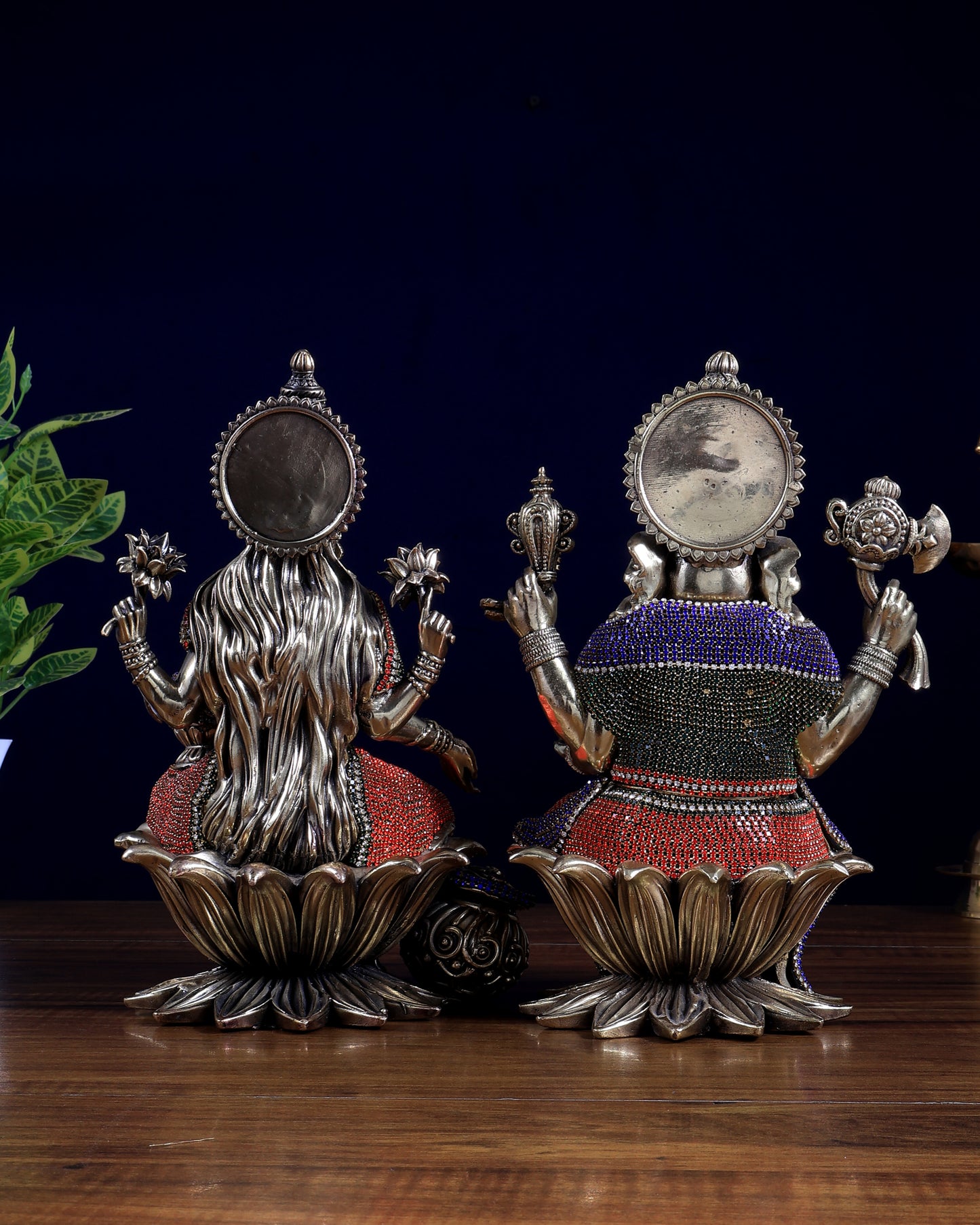 Superfine Brass Ganesha Lakshmi Idol Set – 10 Inch jewellery work