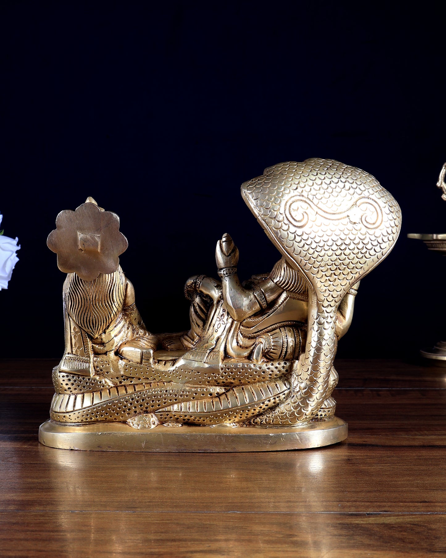 Brass Narayan Lakshmi Idol 7 inch