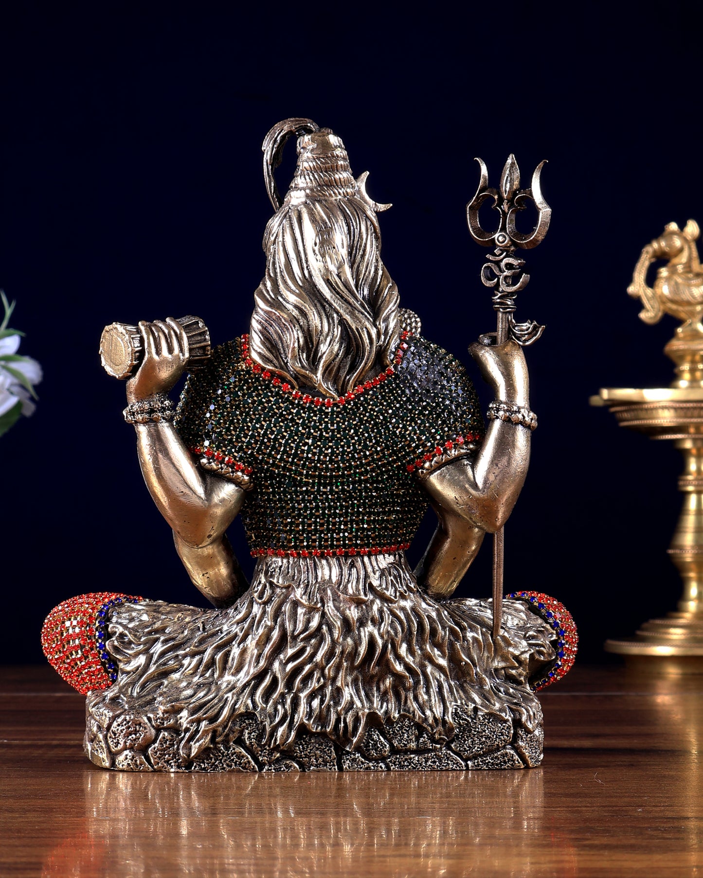 Brass Superfine Lord Shiva Statue – 7 Inch jewellery work