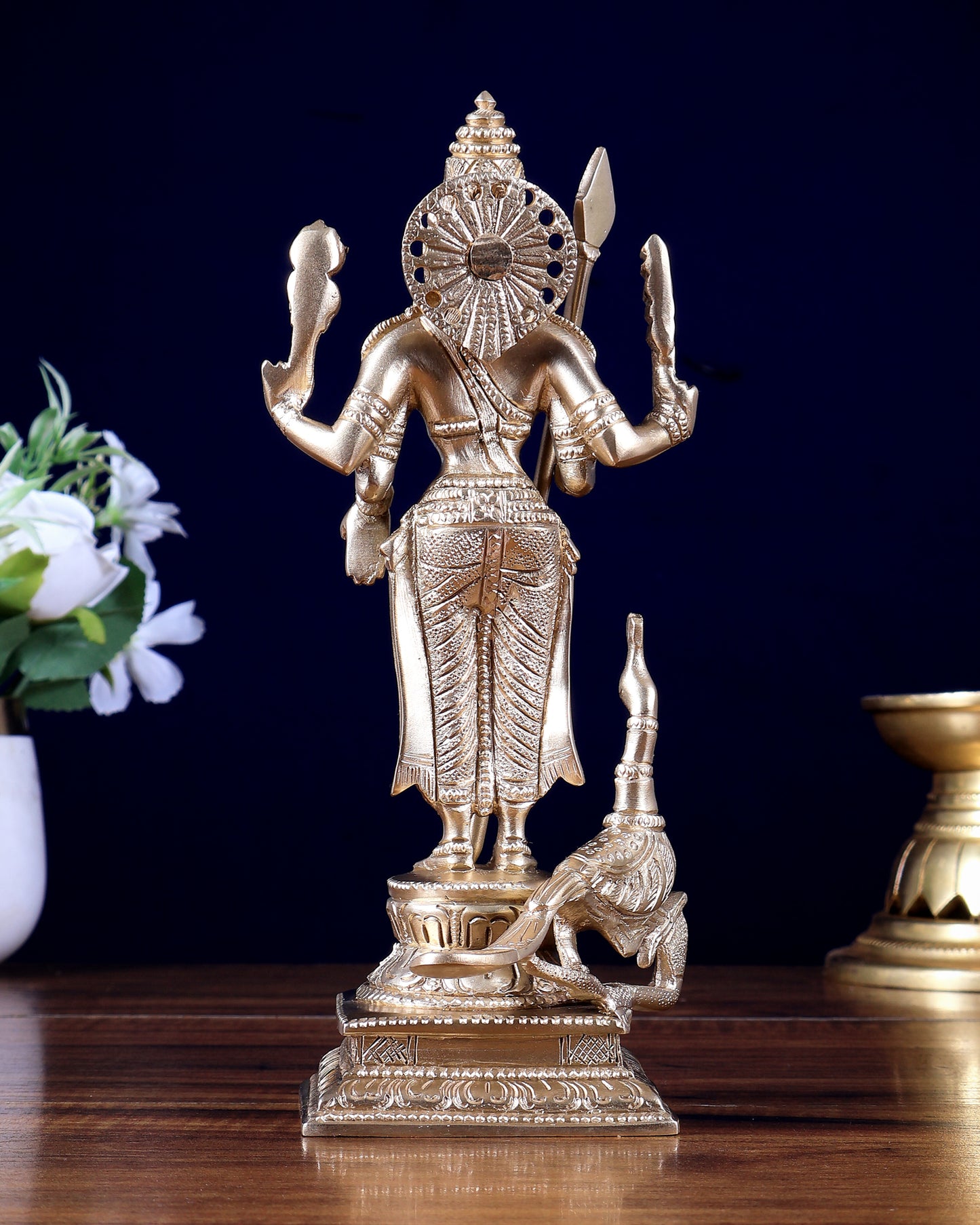 Brass Murugan Swamy Idol – 8.5 Inch | Lord Kartikeya Brass Statue | BudhShiv