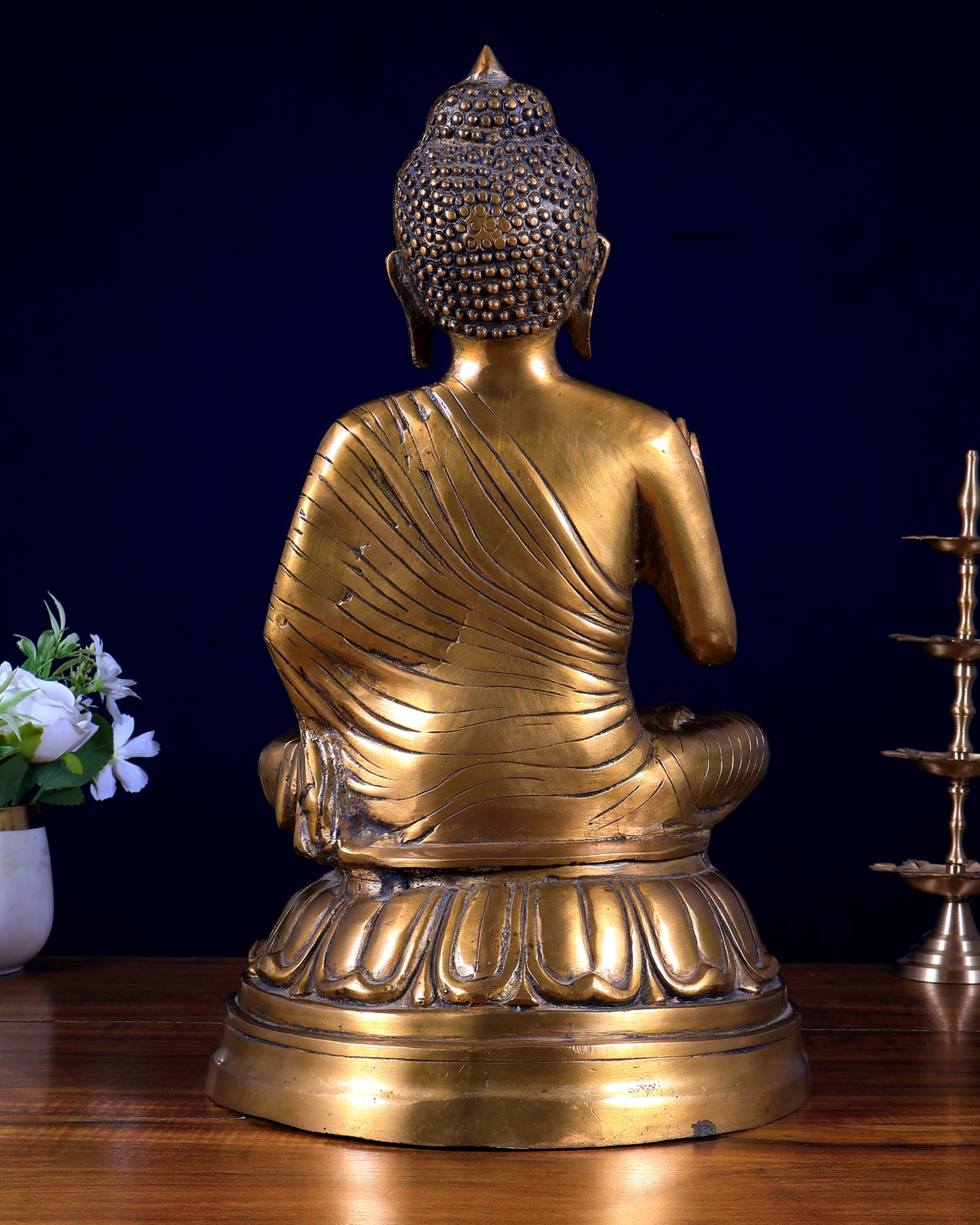 Pure Brass Blessing Buddha Statue - 16 Inch