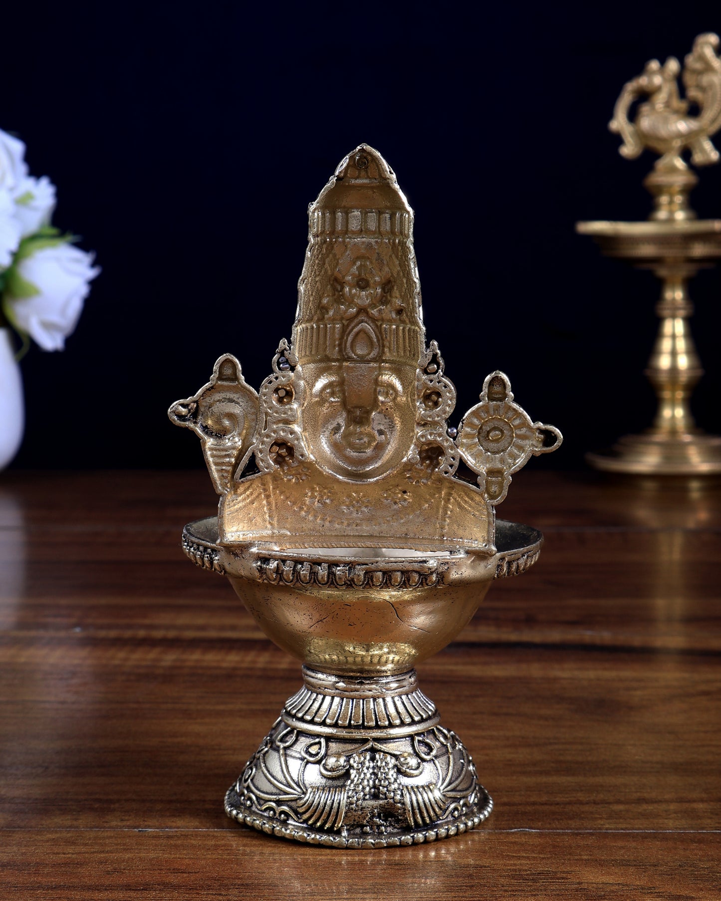 Brass Superfine Tirupati Balaji Face Diya 5 inch