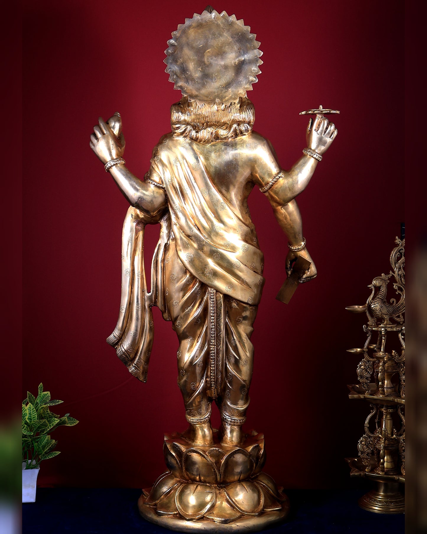 Large Brass Dhanvantari Statue 50 Inch | Lord of Ayurveda | 60 Kg