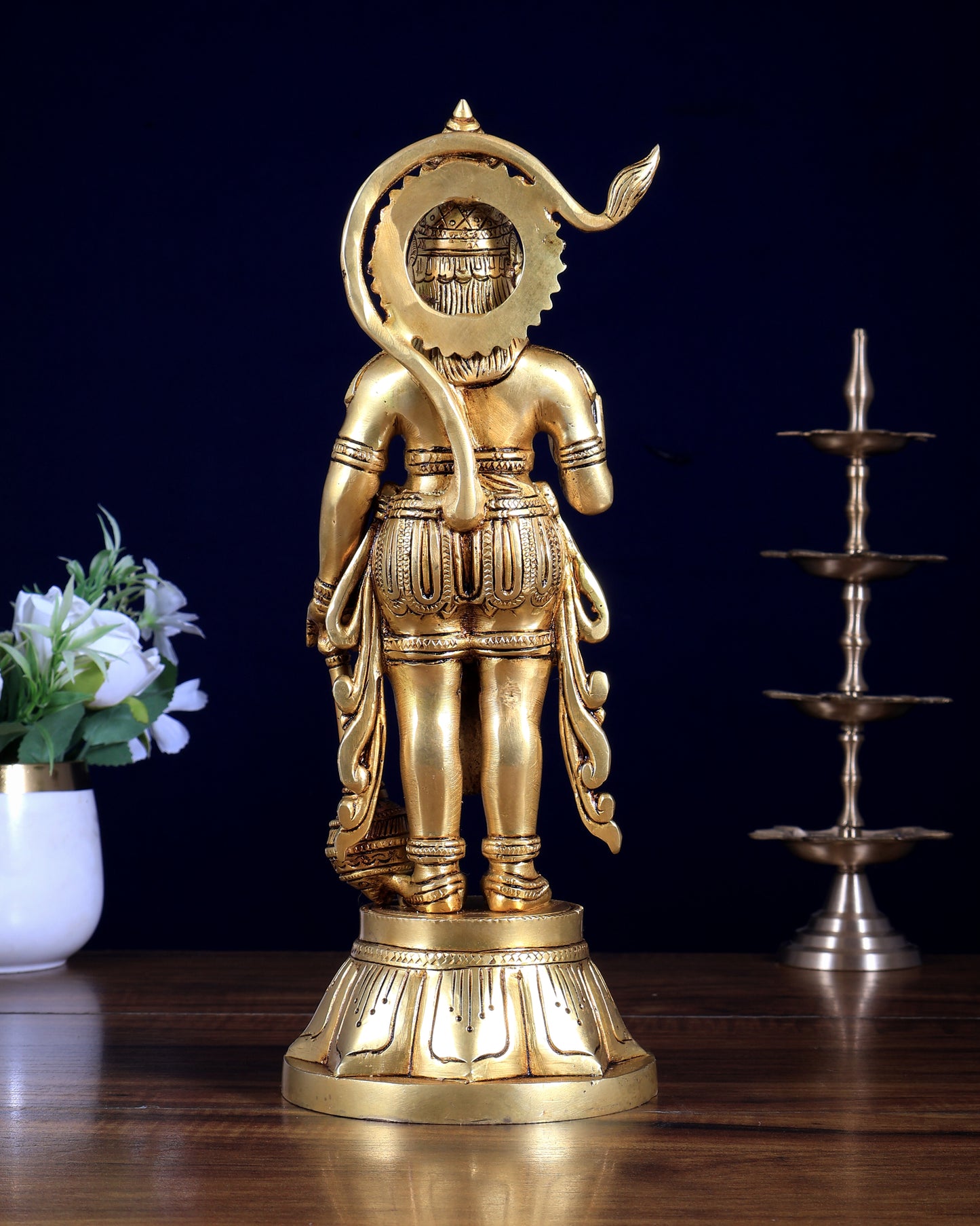 Brass Superfine Standing Lord Hanuman Idol | Aashirwad Mudra 11.5 inch