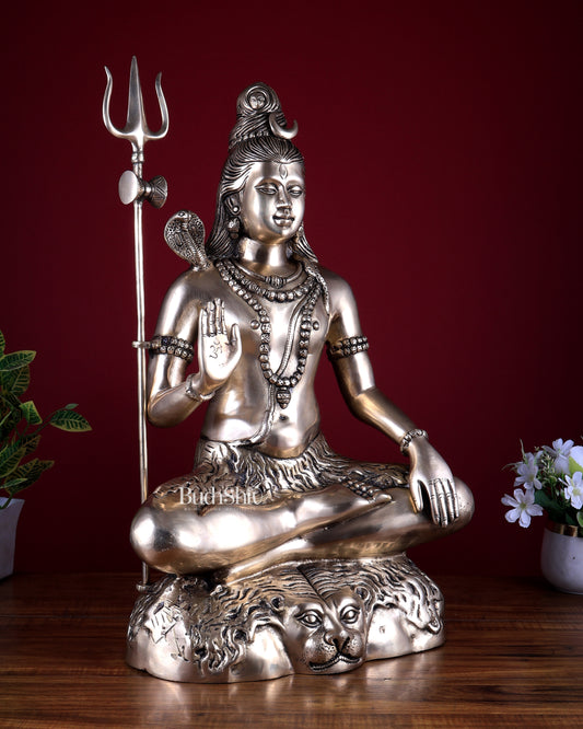 Pure Brass Lord Shiva Statue - 23" matte finish