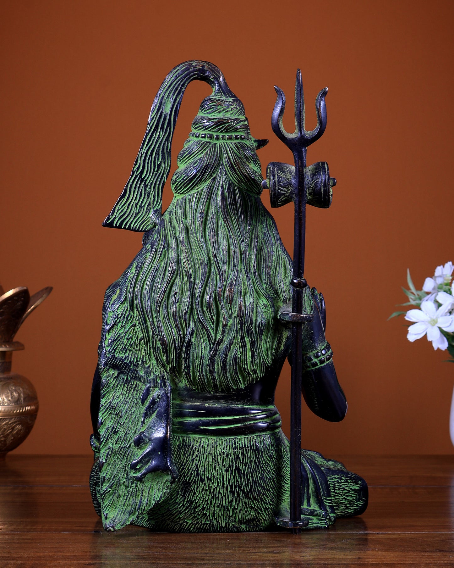 Pure Brass Lord Shiva Vintage Idol | Black & Green Tone Murti