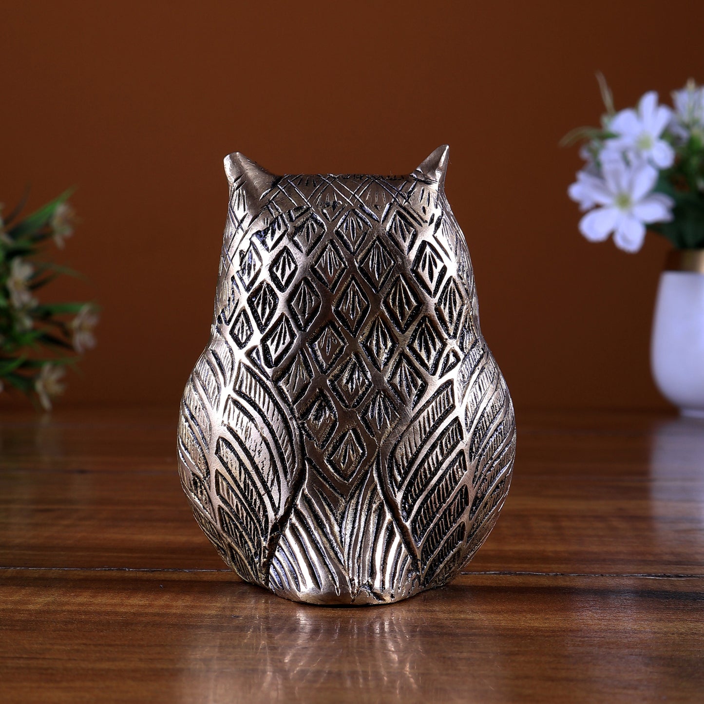 Brass Owl Statue | Superfine Carved Vastu Approved Showpiece