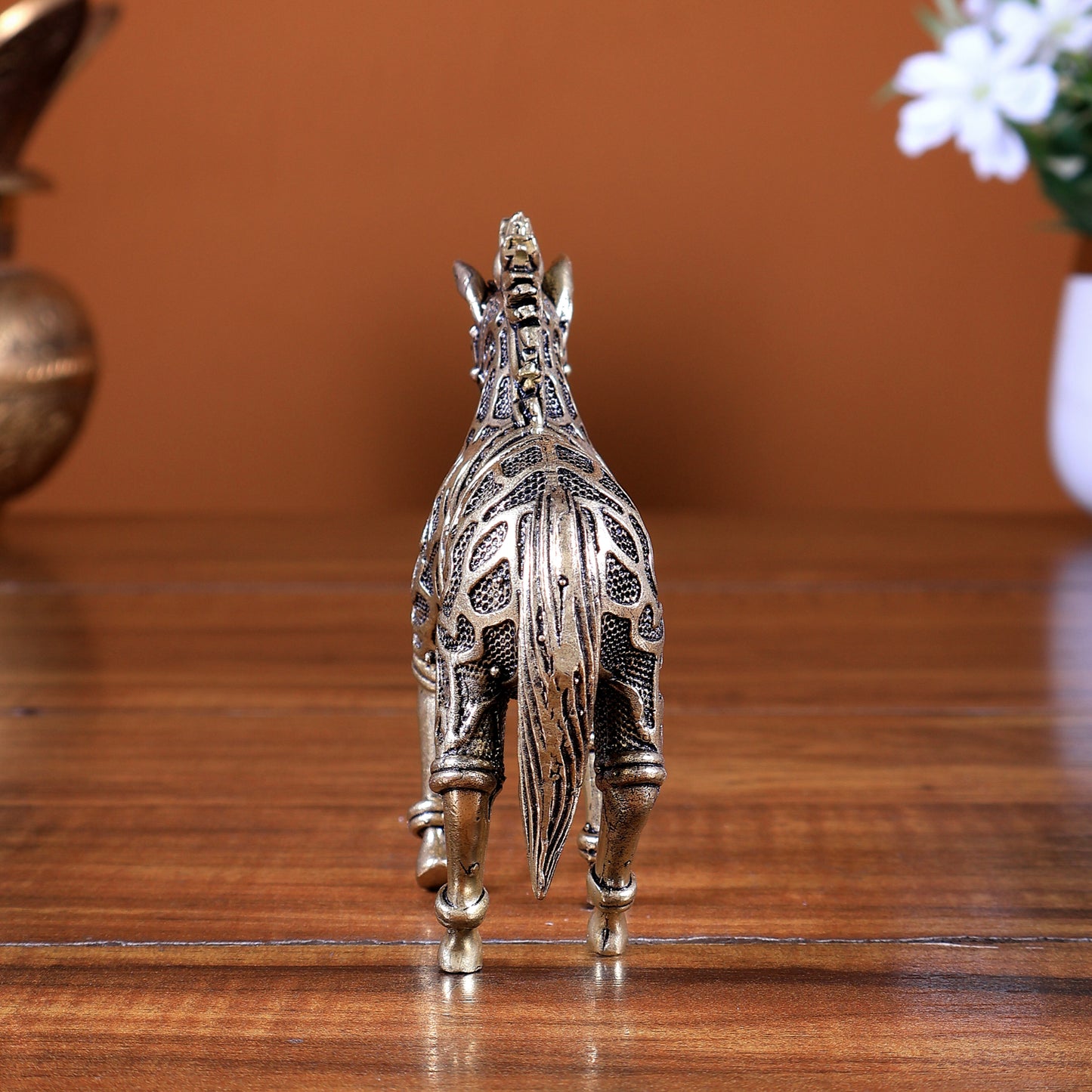 Brass Trotting Horse Showpiece | Mosaic Design Vastu Decorative Statue