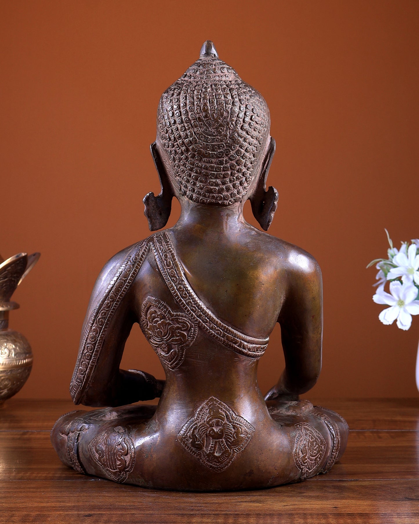 Brass Buddha Statue – Copper Tone Spiritual Artefact 12 inch