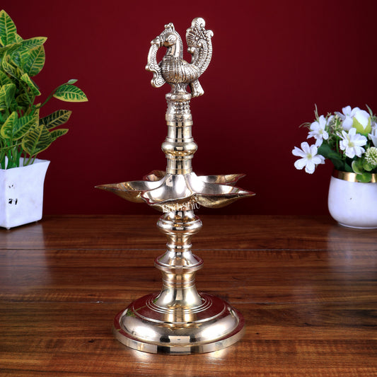 Brass Peacock Lamp (Annam Pakshi Design) – Panchdeep Traditional Oil Lamp