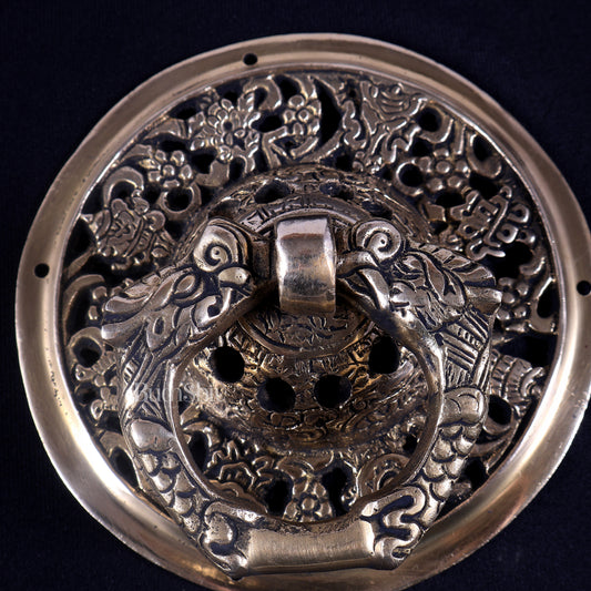 Brass Tibetan Design Door Knocker | Spiritual Main Door Decor