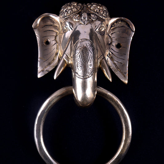 Brass Elephant Face Door Knocker or Towel Hanger | Vastu Decor