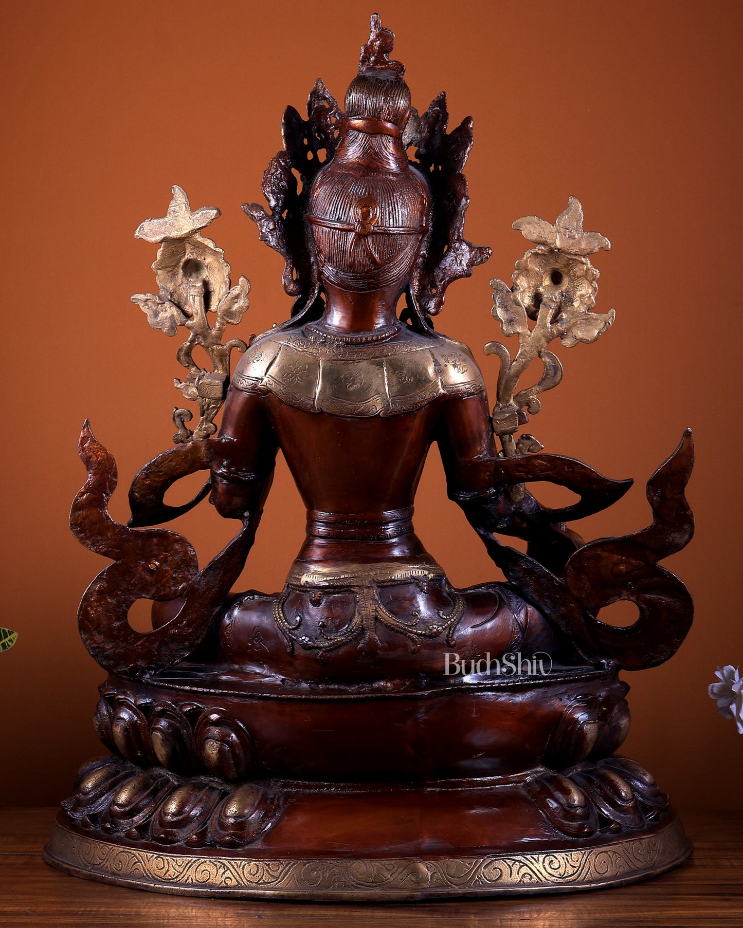 Pure Brass Large Green Tara Statue 24.5"