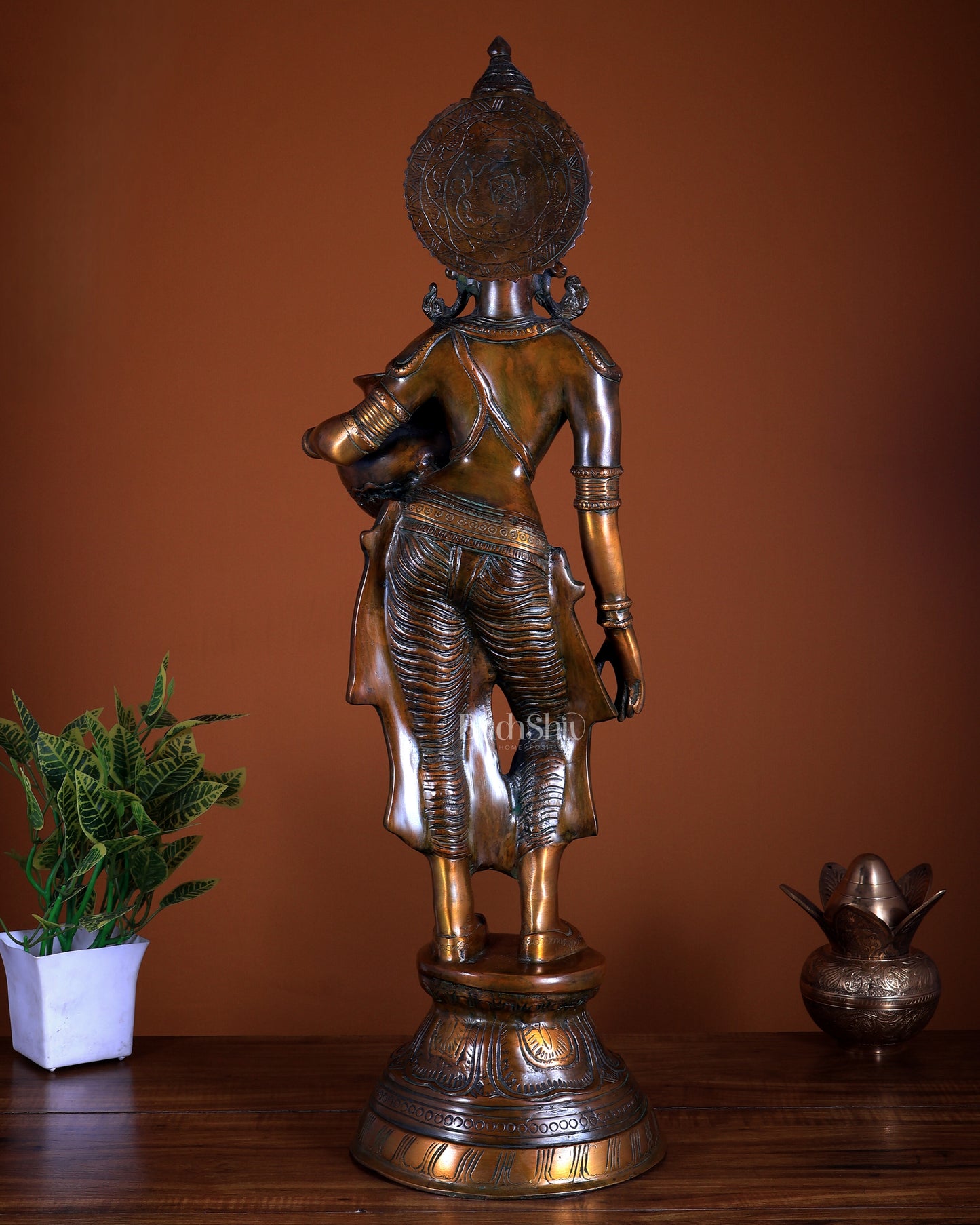 Pure Brass Lady with Pot Statue 28.5 inch