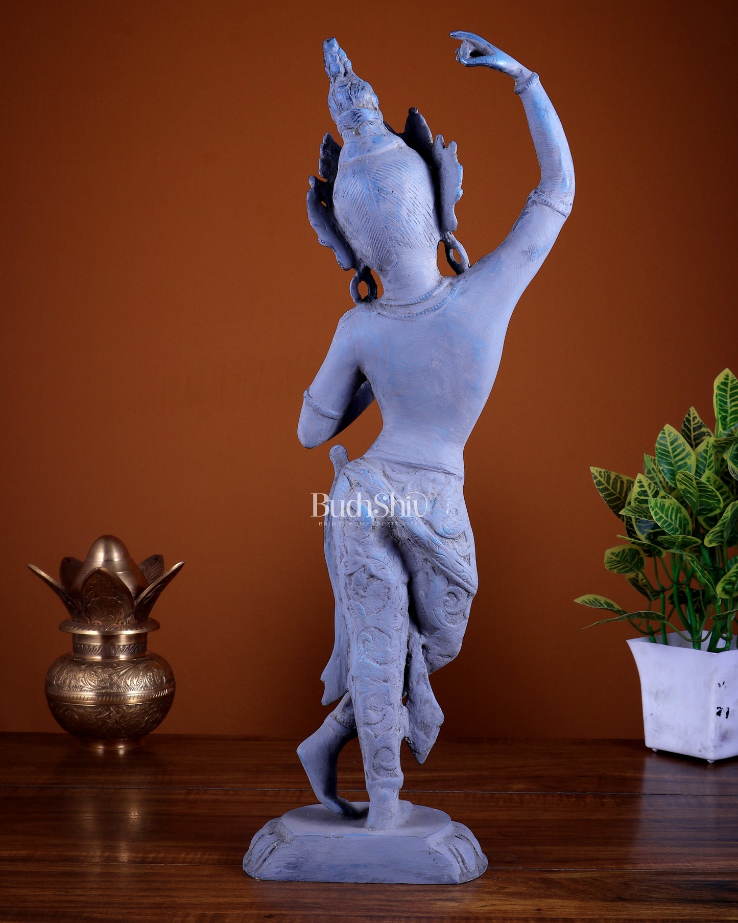 Pure Brass Dancing Tara Devi Maya Buddhist Sculpture - 20" Tall sand finish