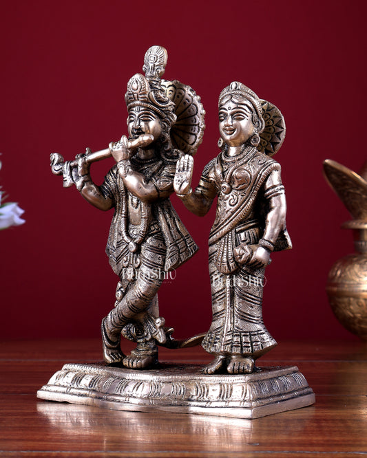 Brass Radha Krishna Statue 8 inch