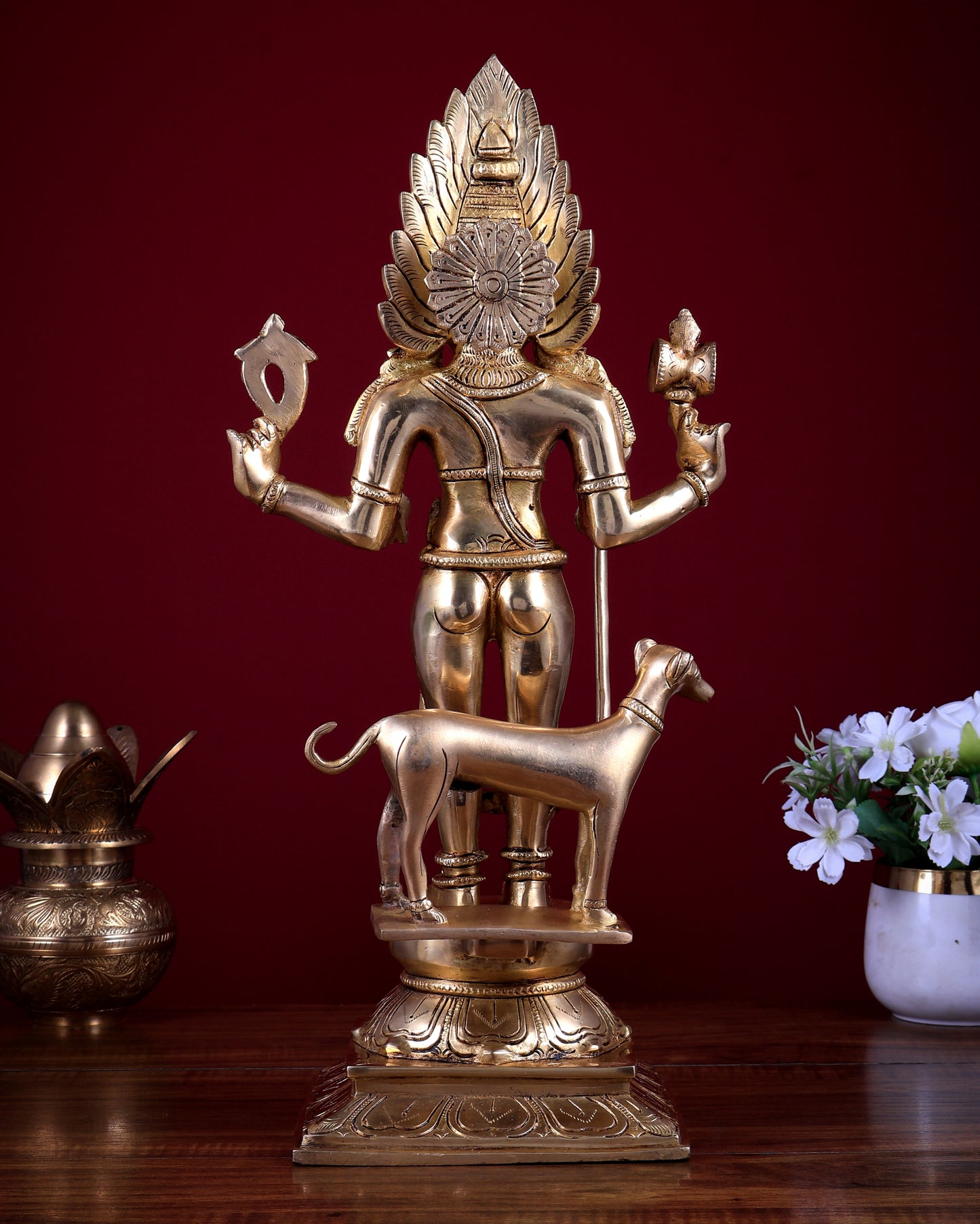 Pure Brass Kaal Bhairava Idol - 18.5 Inch Bhairo Baba large statue
