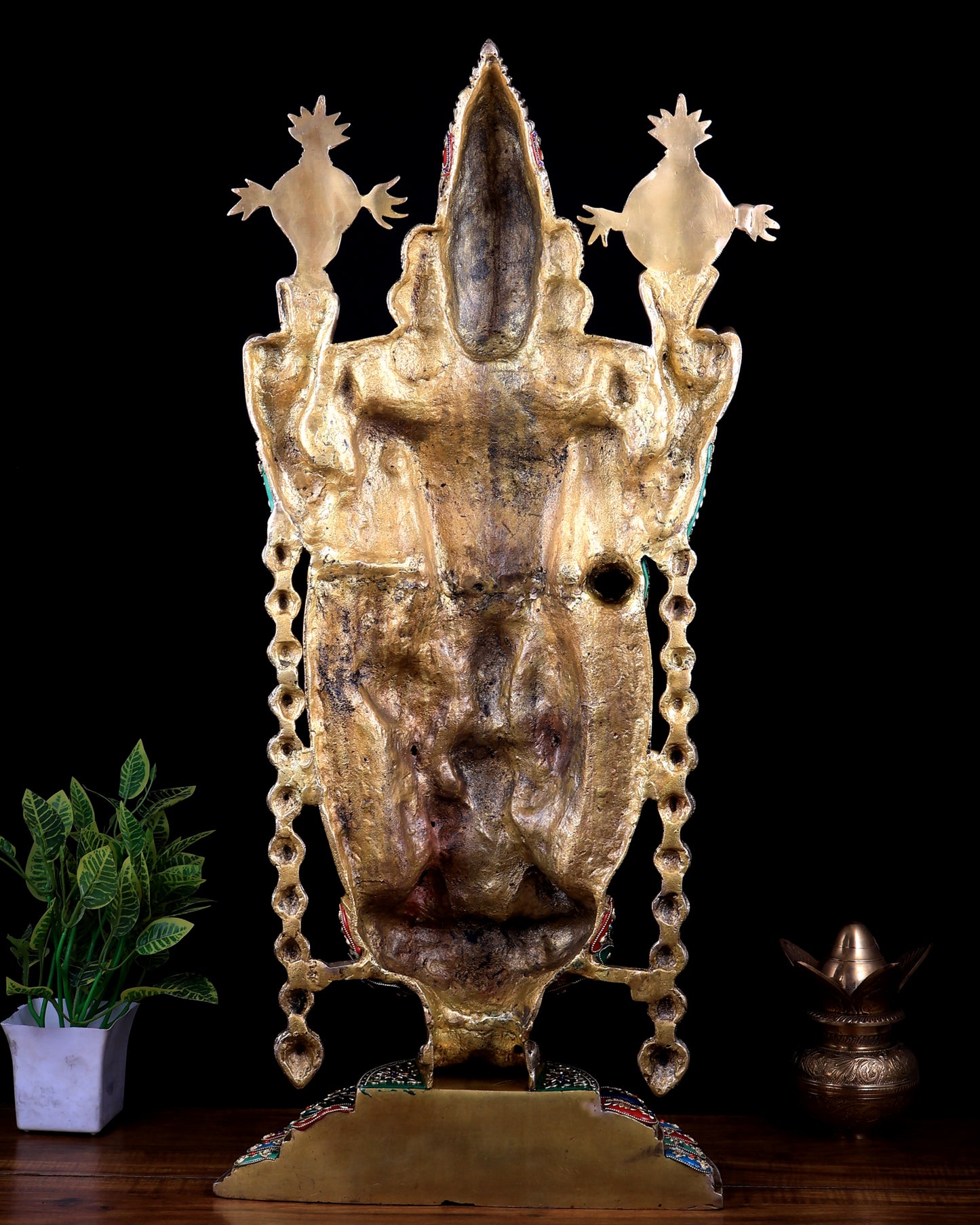 Pure Brass Tirupati Balaji Statue with Lakshmi 34.5 inch meenakari Stonework