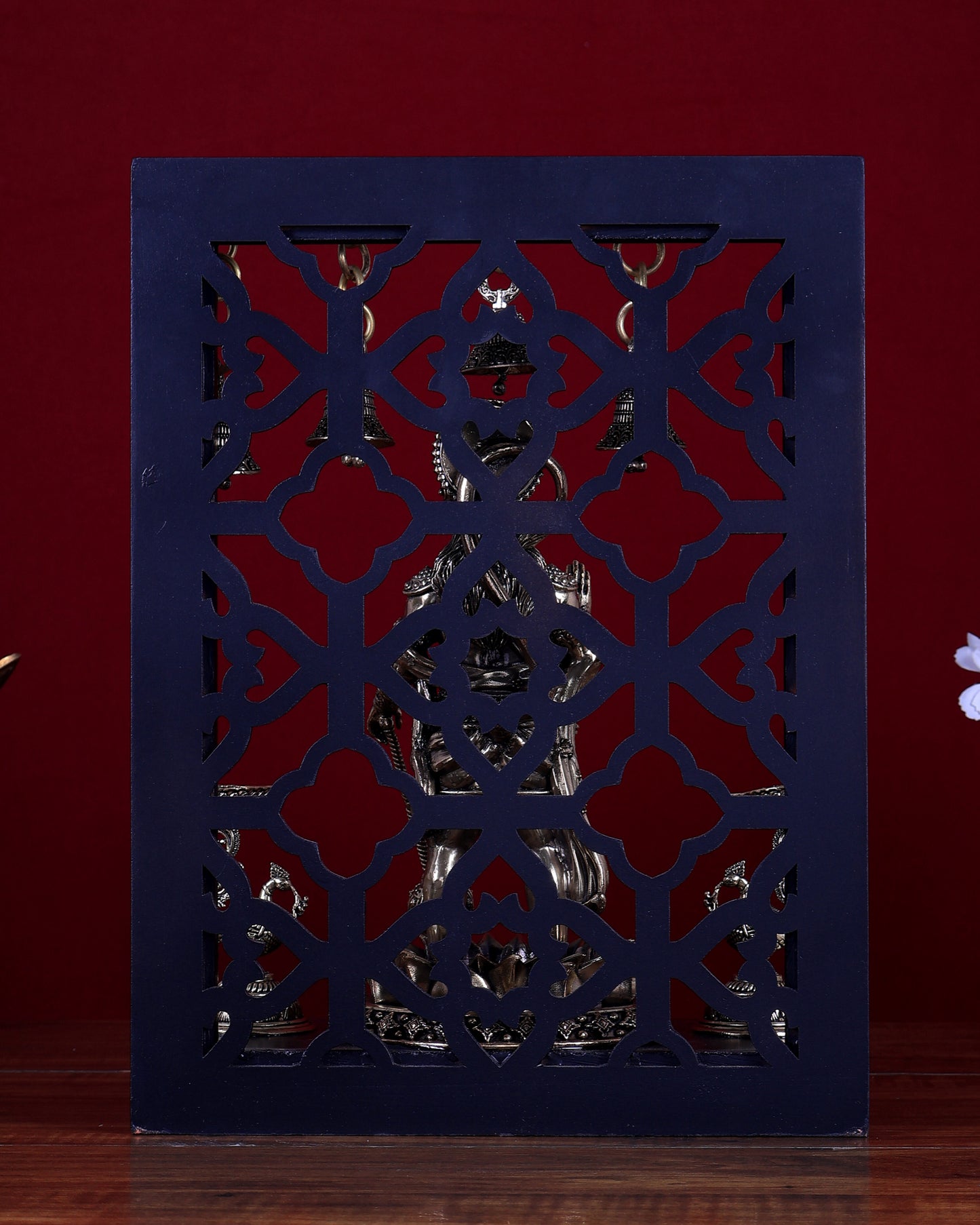 Brass Superfine Hanuman Ji Standing with Annam Diyas & Hanging Bells – MDF Temple Frame 12 inch