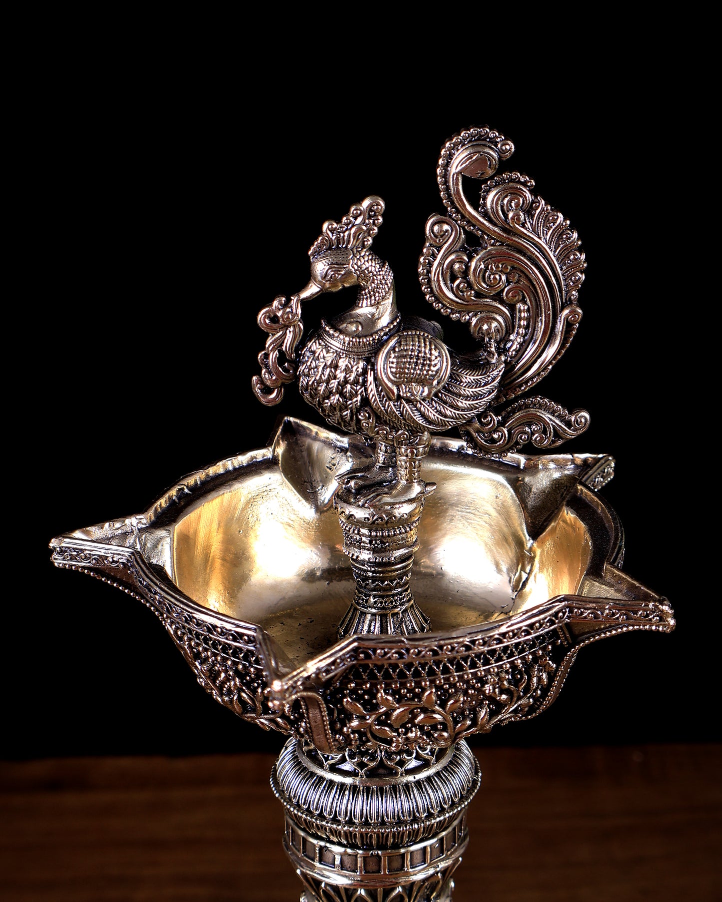 Brass Superfine Annam Pakshi Oil Lamp (Diya Samai) 12.5 inch