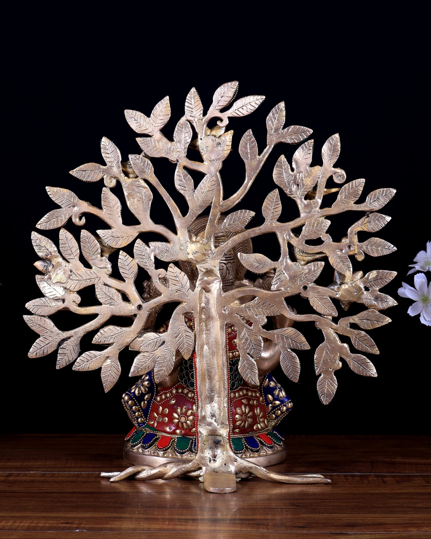 Brass Ganesha Statue with Kalpavriksha Tree Combo 13 inch