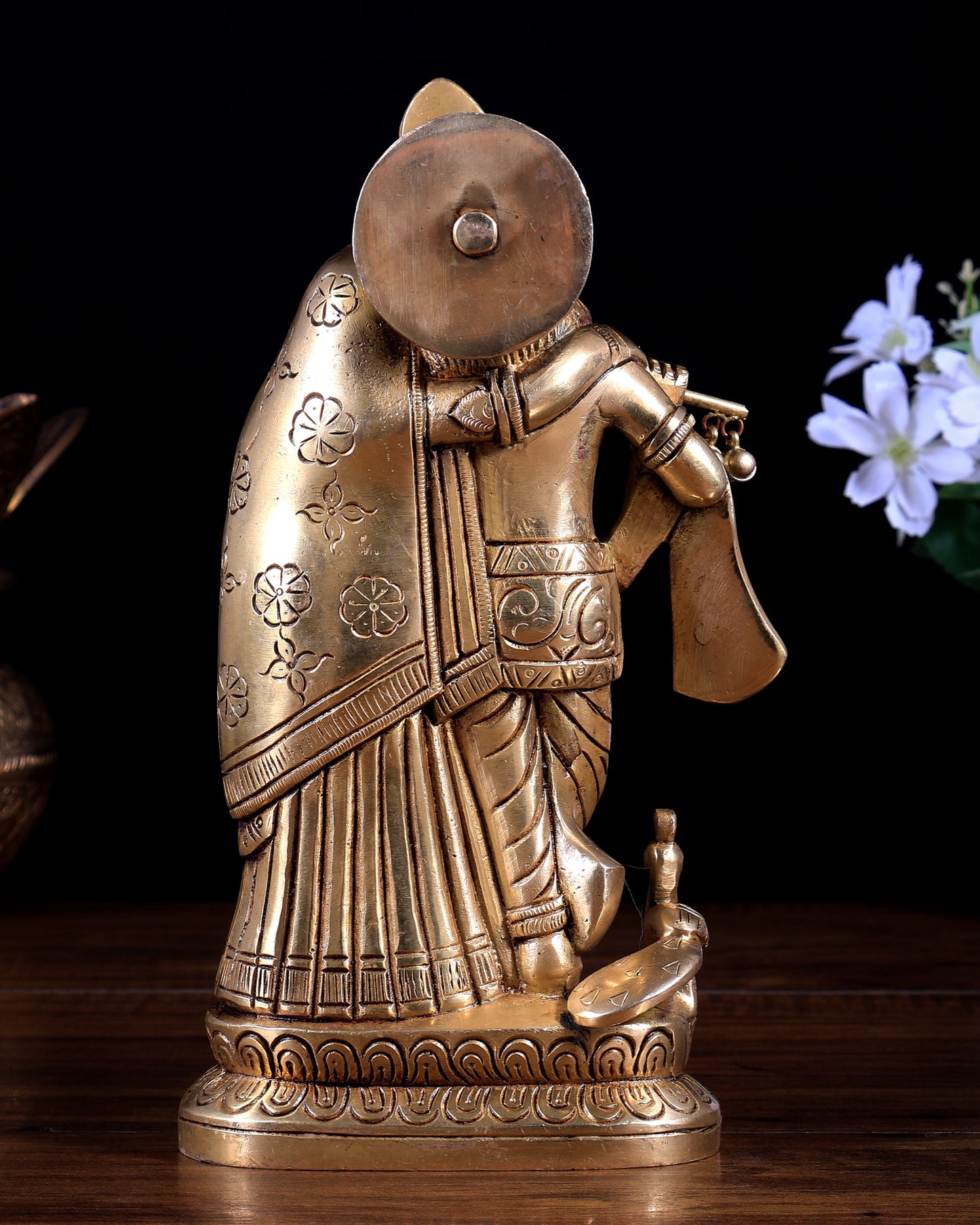 Brass Radha Krishna with Peacock Idol – Superfine Quality 8.5 inch