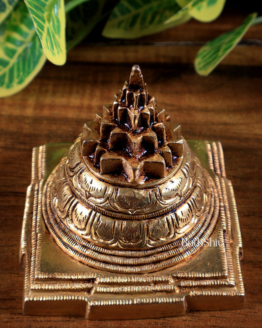 Brass Superfine Maha Meru Shree Yantra | Sacred Vastu & Prosperity Energizer (3.5 Inch)