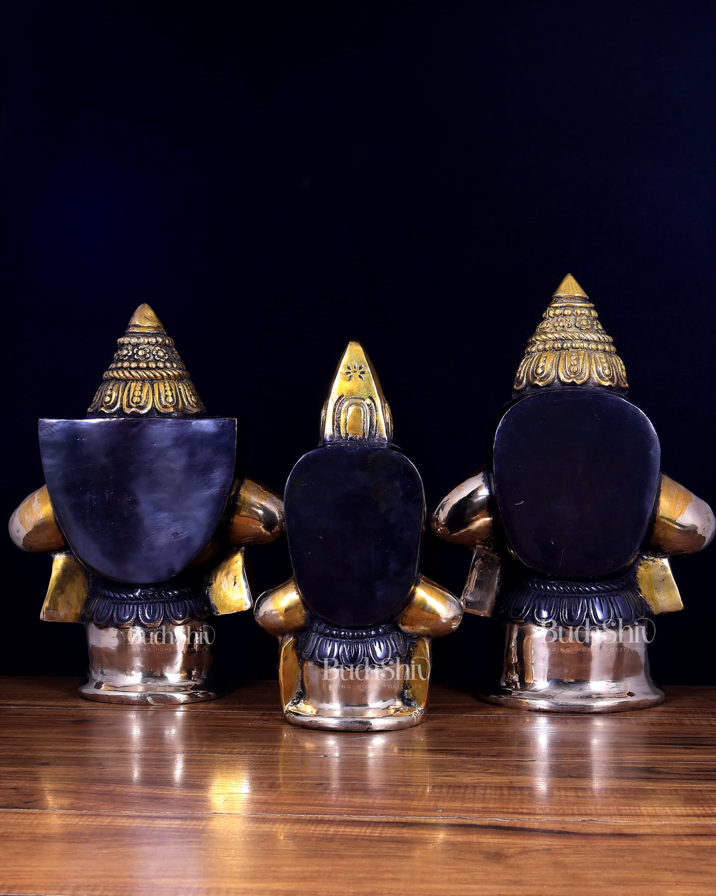 Brass Jagannath Puri Idol Set of Three (Temple Deities) 18 inch