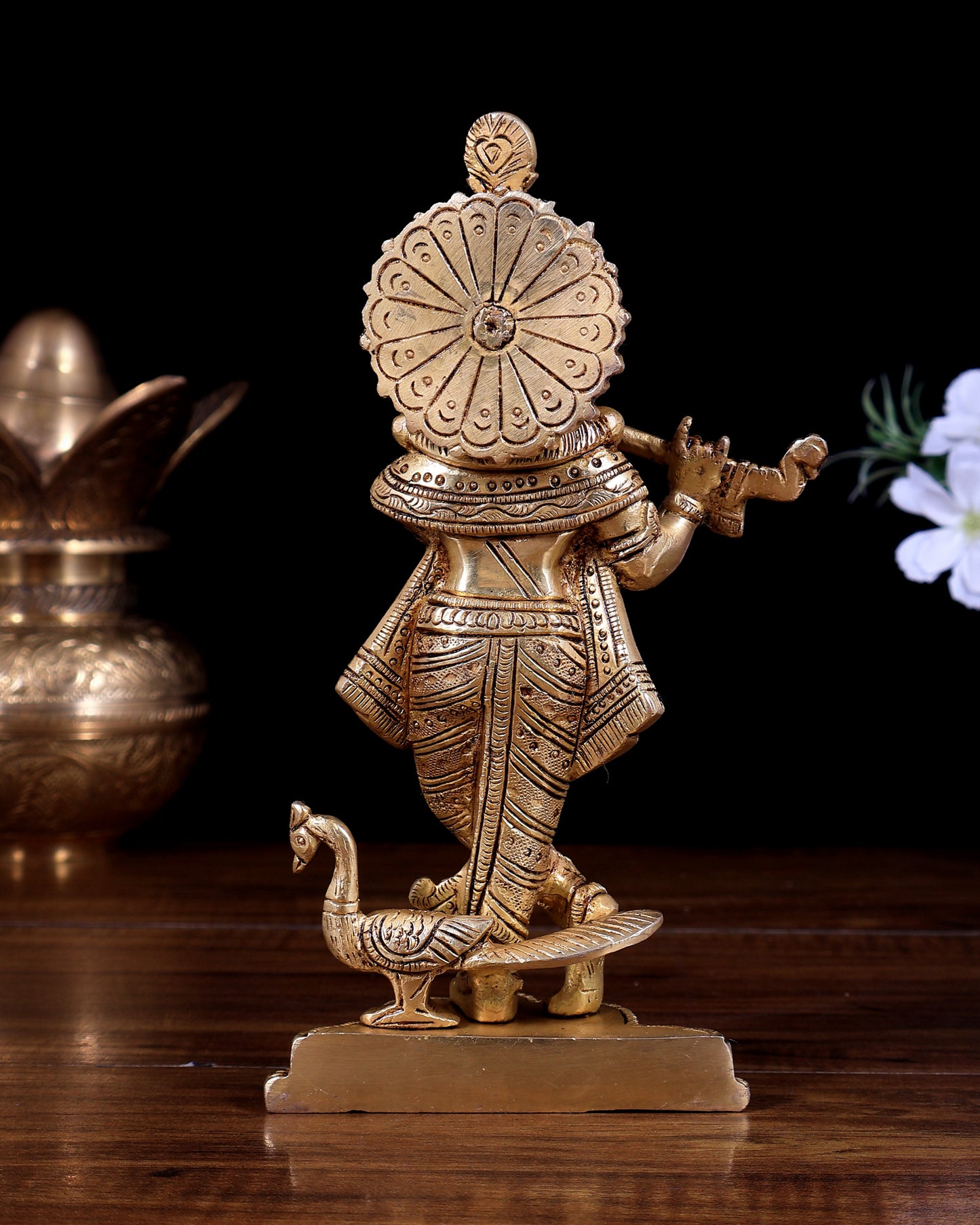 Pure Brass Superfine Lord Krishna Statue | Handcrafted Divine Idol 8 inch