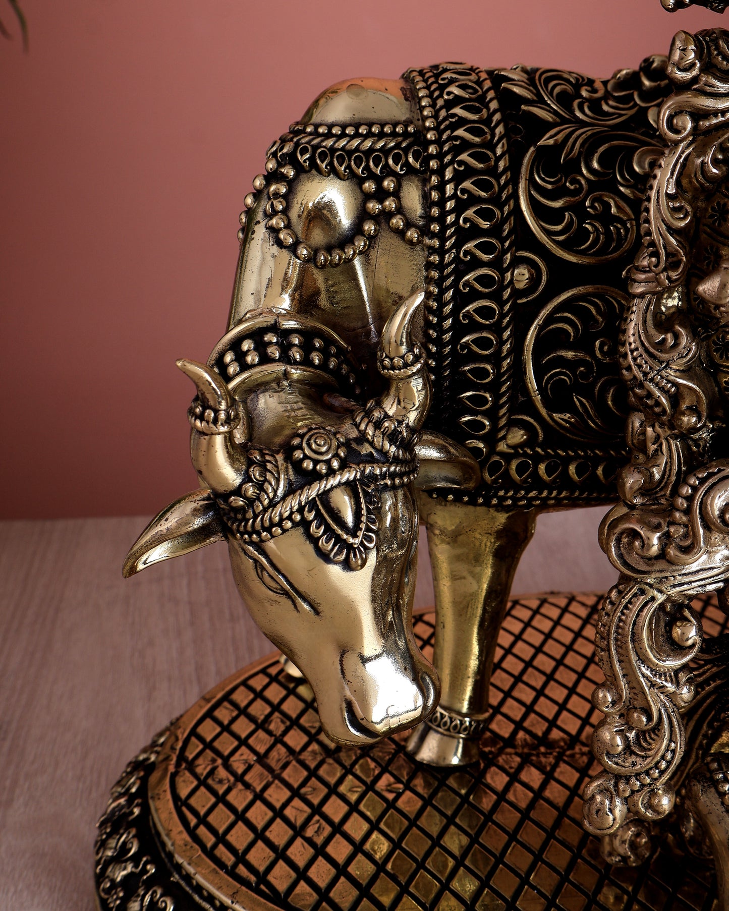 Brass Lord Krishna with Cow Superfine Statue (16 Inch, 5.35 Kg)