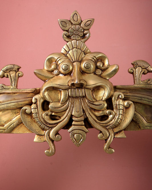 Brass Large Kirtimukha Prabhavali Arch Frame (37 Inch, 22.6 Kg)