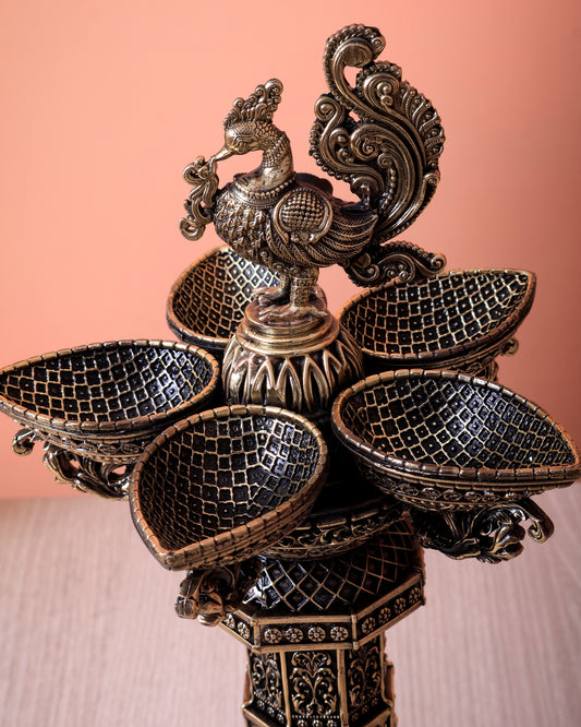 Brass Superfine Annam Pakshi Ashtalakshmi Samai Diya Tower Lamp (12 Inch)
