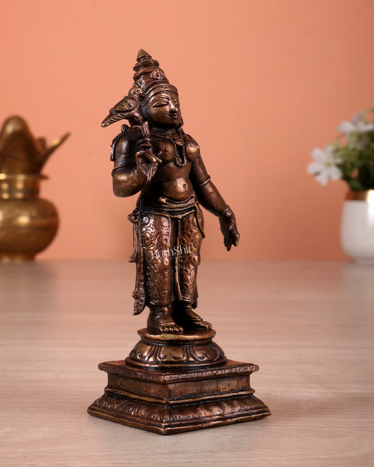 Pure Copper Goddess Meenakshi Idol (4.5 Inch, 310 gm)