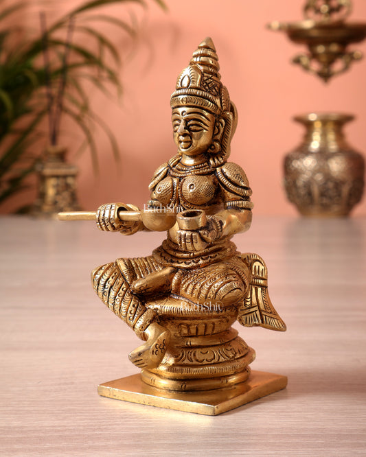 Brass Superfine Goddess Annapurna Idol (5 Inch, 563 gm)