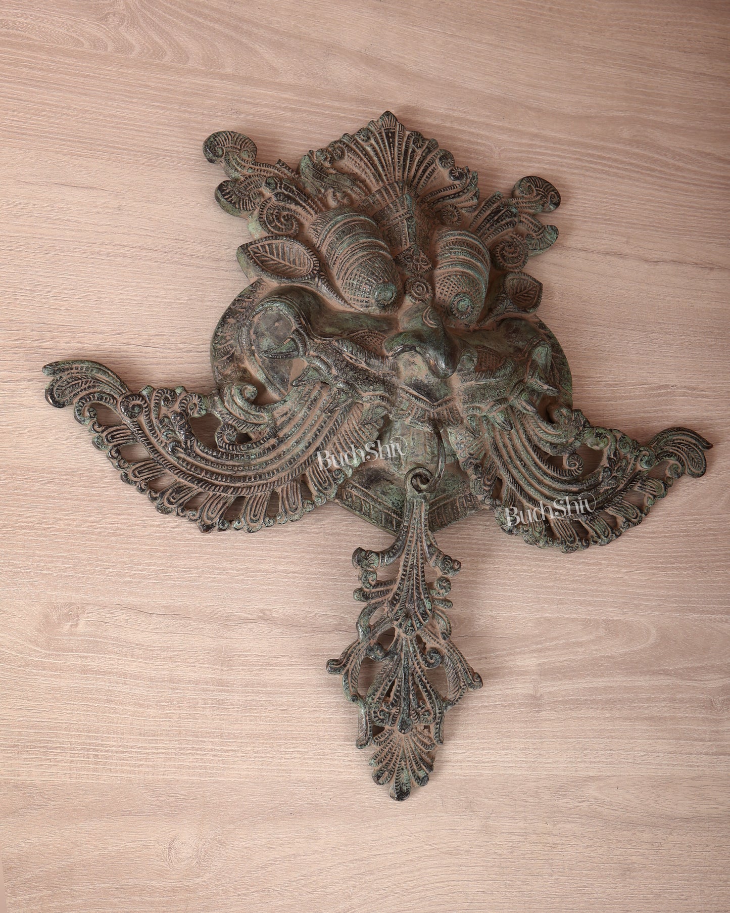 Brass Large kirtimukha Yali wall hanging face Nazarbattu 18" sand finish