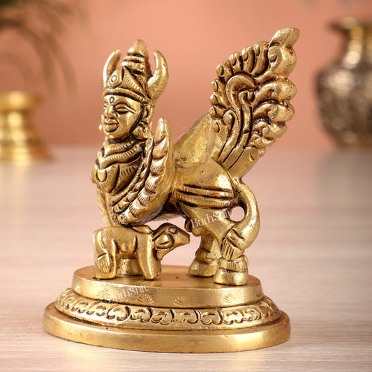 Brass Superfine Kamdhenu Cow Mini Idol (2.5 Inch, 170 gm)