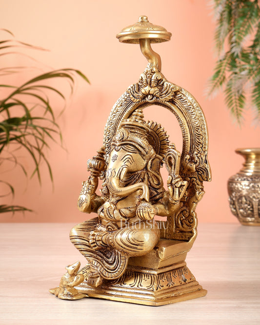 Brass Superfine Ganesha Idol 9" enhanced carvings