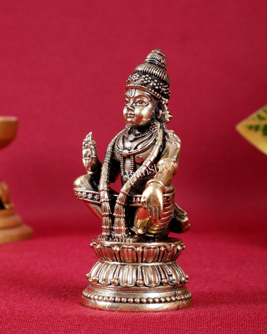 Brass Superfine Ayyappa Idol Miniature – 3 Inch Sacred Table Statue (73 GM)