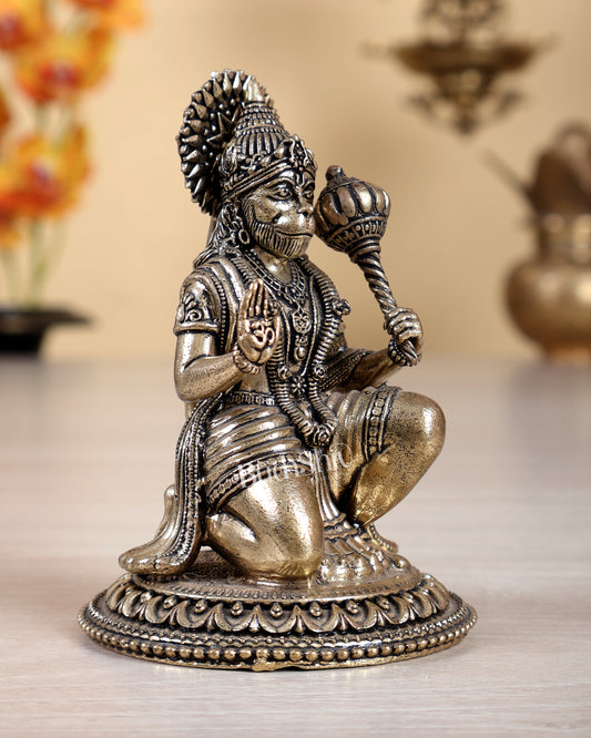 Brass Superfine Hanuman Ji Idol – 4 Inch Divine Bajrangbali Murti