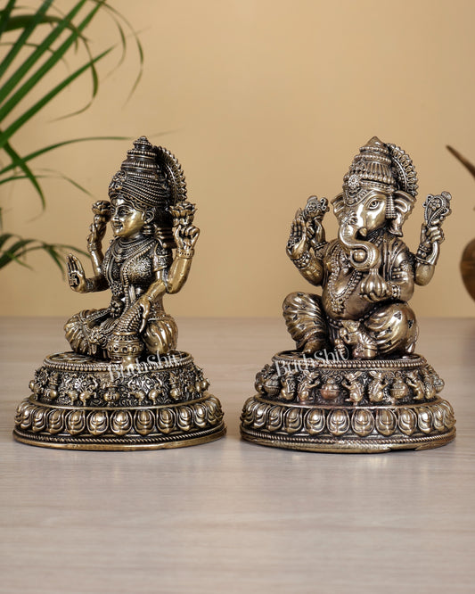 Brass Superfine Ganesh Lakshmi Idol – 5 Inch Divine Prosperity Murti (620 gm)