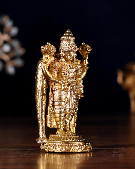 Bronze Tirupati Balaji Miniature Panchaloha Idol – 3 Inch Small Statue