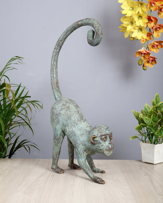 Bronze Monkey Sculpture Showpiece – Balinese Artistry 23.5 "